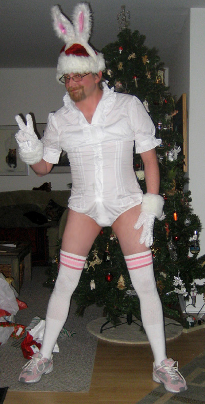 bunny costume with furry gloves and wristbandsPicture