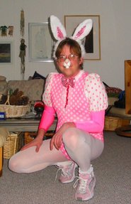 pink leotard bunny outfit with tights